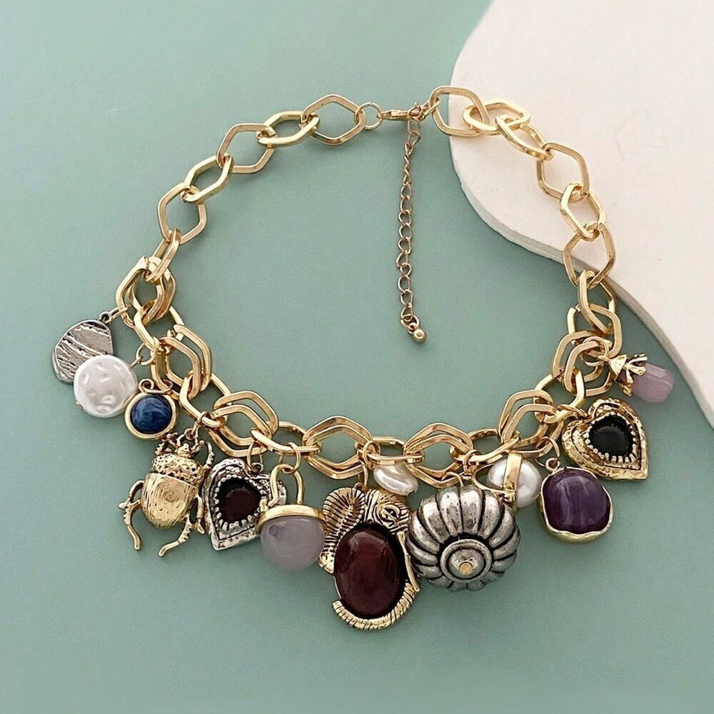 Elegant Women's Faux Pearl & Gem Animal Shape Unique necklace